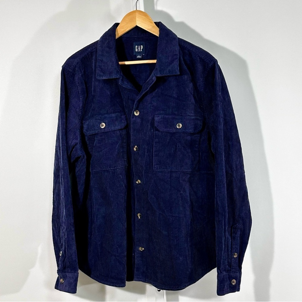 GAP Men’s Corduroy Shirt Jacket Navy Blue 100% Cotton Size Large